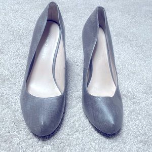 Franco Sarto grey gunmetal 3 inch heels pointed comfort toe 9.5
